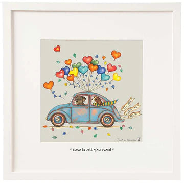 VW Beetle, Love is all you need Framed Print - NO GIFT BOX