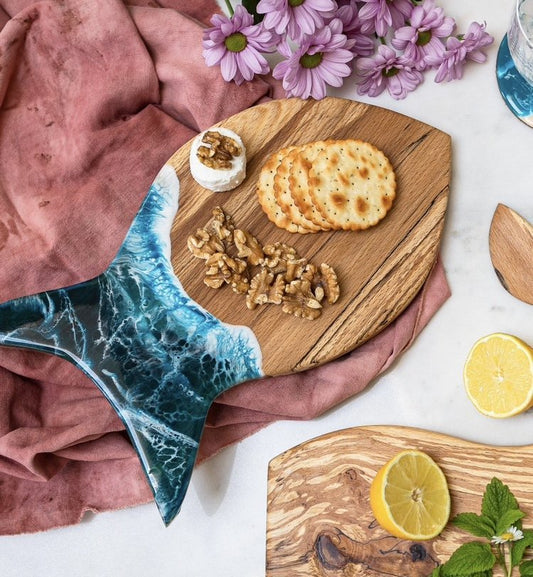 Handcrafted Fish Wood and Resin Cheese Board - NO GIFT BOX