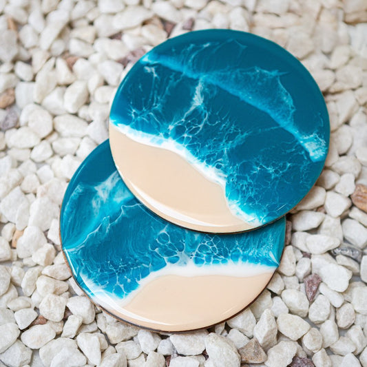 Wood and resin Ocean Coasters - NO GIFT BOX