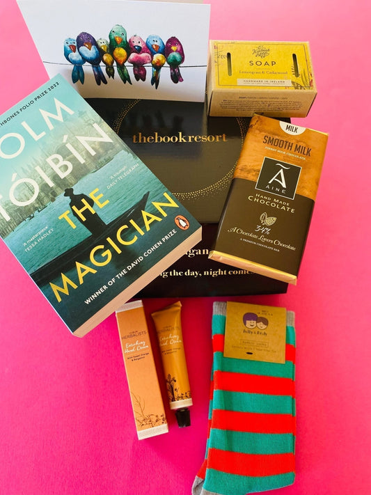 Luxury Hug in a Box gift hamper with book and Irish chocolate, socks, soap and hand cream - The Book Resort