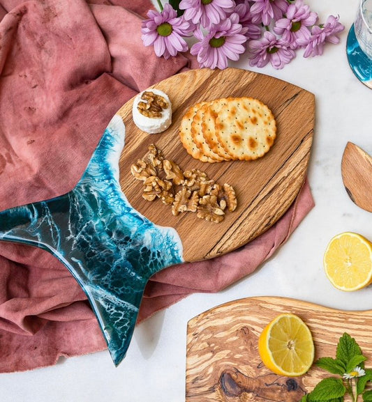 Handcrafted Fish Wood and Resin Cheese Board - NO GIFT BOX
