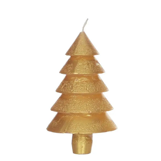 Christmas Tree Candle with Gold Base