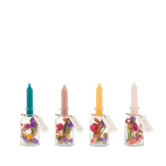 Dried Flowers in Glass Jar & Candle