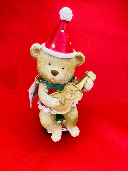 Festive Teddy Ornament with Guitar