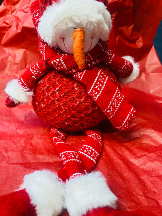 Soft Plush Sitting Snowman with Dangly Legs