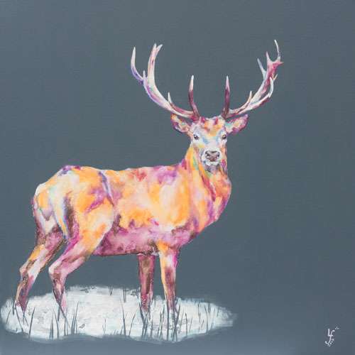 Framed Midnight Watch Stag Print by Lorraine Fletcher - NO GIFT BOX