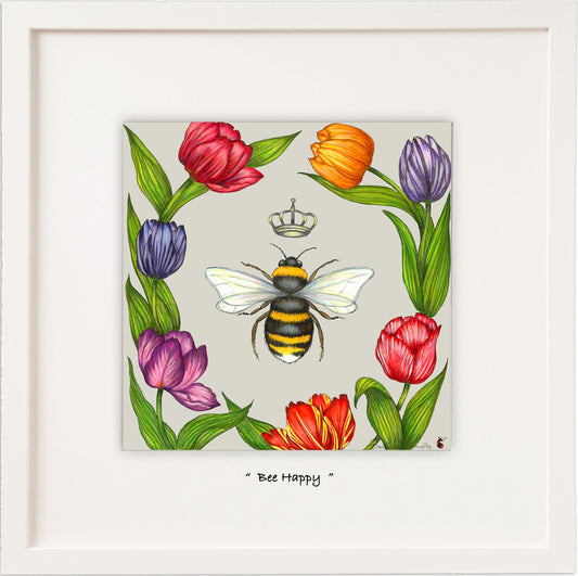 Bee Happy Framed Print - NO GIFT BOX