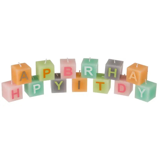 Coloured Square Happy Birthday Candles