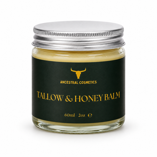 Ancestral Cosmetics Original Tallow and Honey Balm 60ml jar on a white background