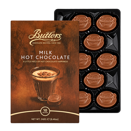 Butlers Milk Hot Chocolate box and tray, clean background-free product photo