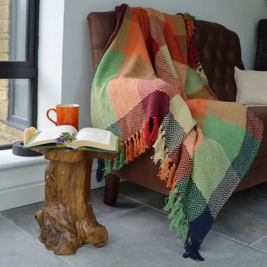 Check Herringbone Multicoloured Throw