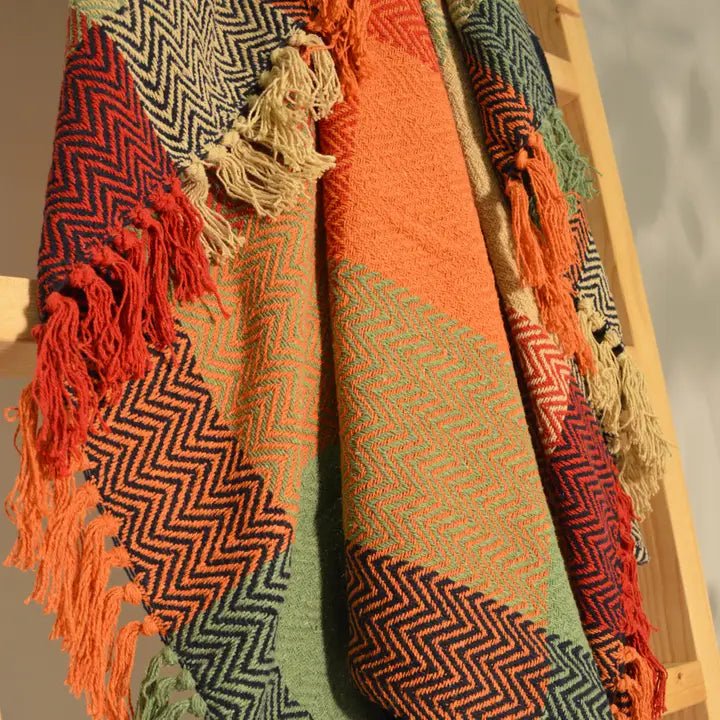 Check Herringbone Multicoloured Throw