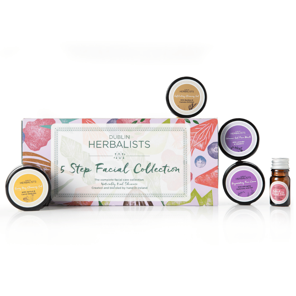 Dublin Herbalists 5 Step Facial Collection products on white background