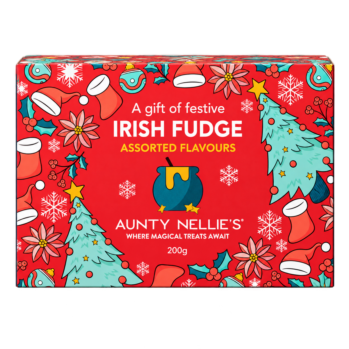 Festive Irish Fudge – Aunty Nellie's Christmas gift box on transparent background