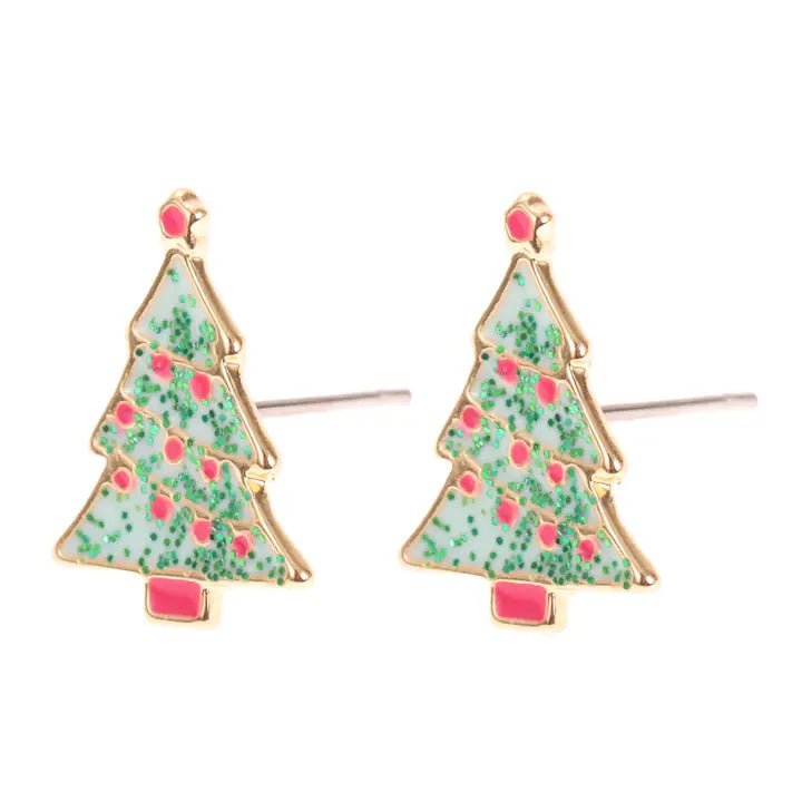 Green Christmas Tree Earrings