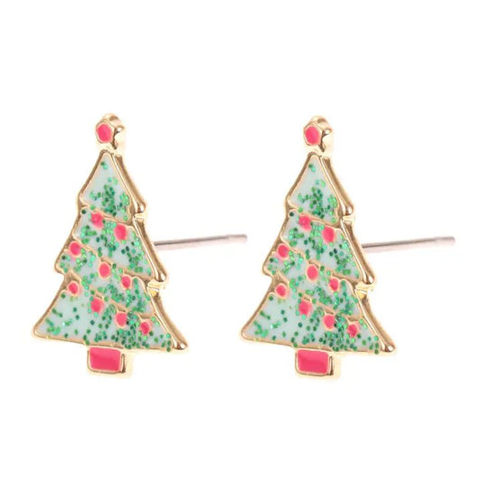 Green Christmas Tree Earrings
