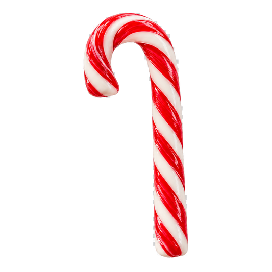 Single handmade 40g vanilla candy cane, red and white stripes, background-free cutout