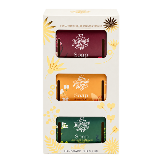 The Handmade Soap Company three-soap gift set, background-free product image
