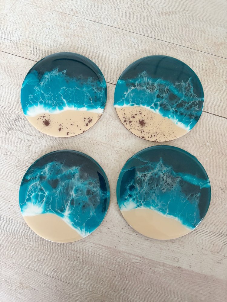 Wood and resin Ocean Coasters - NO GIFT BOX