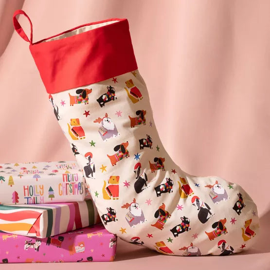 Raspberry Blossom Dogs Stocking 'Santa Paws Stop Here