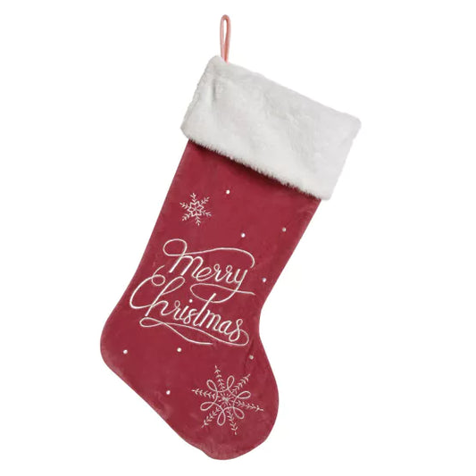 Velvet Pink Merry Christmas Stocking
