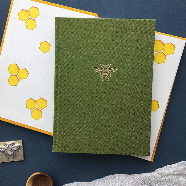Paperlove Notebook A6 Bee Linen Notebook Green Gift Delivered