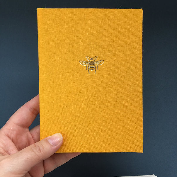 Paperlove Notebook A6 Bee Linen Notebook Mustard-Irish Stationery