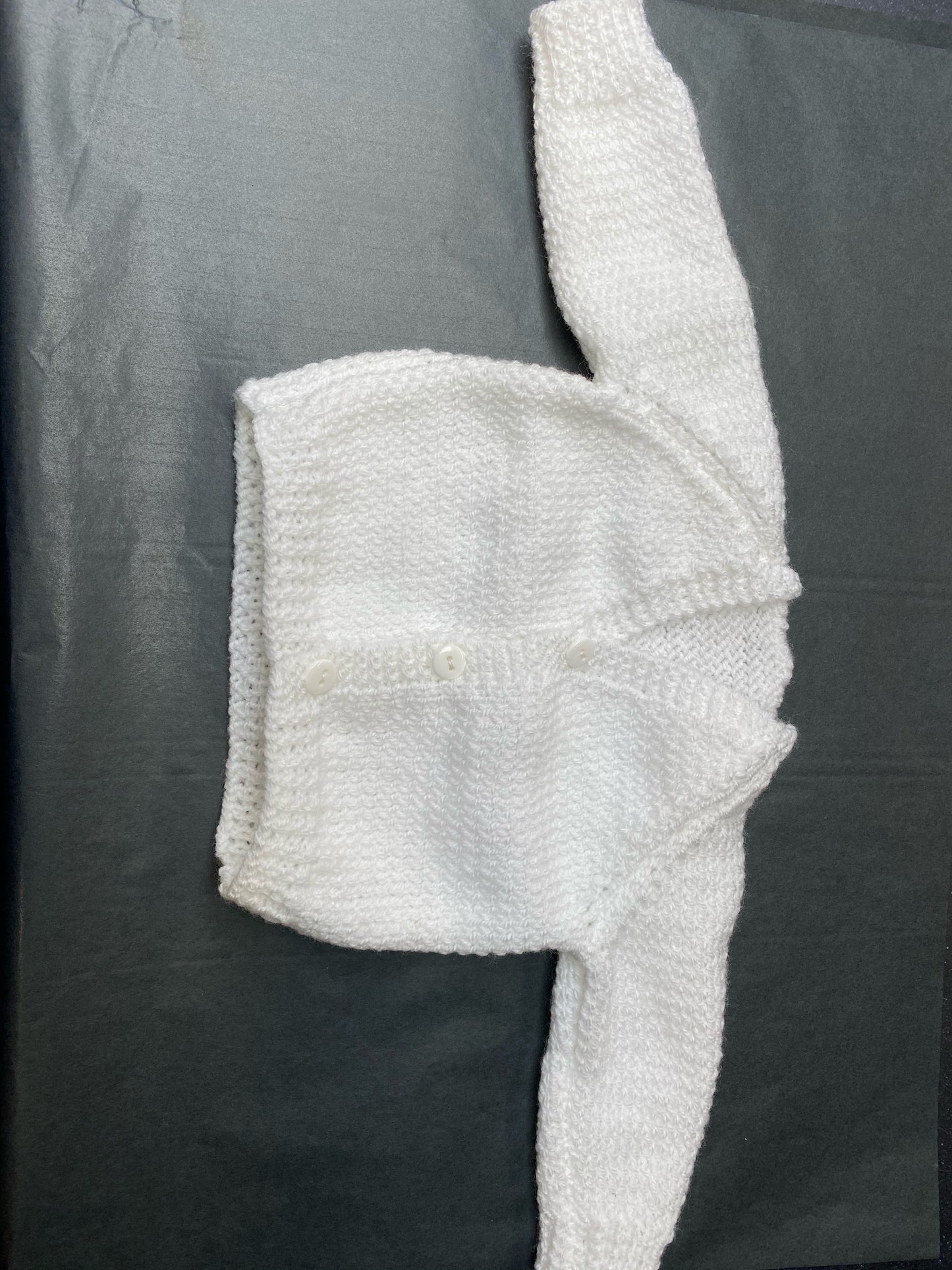 White Hand Knitted Baby Cardigan Baby Gift Ireland